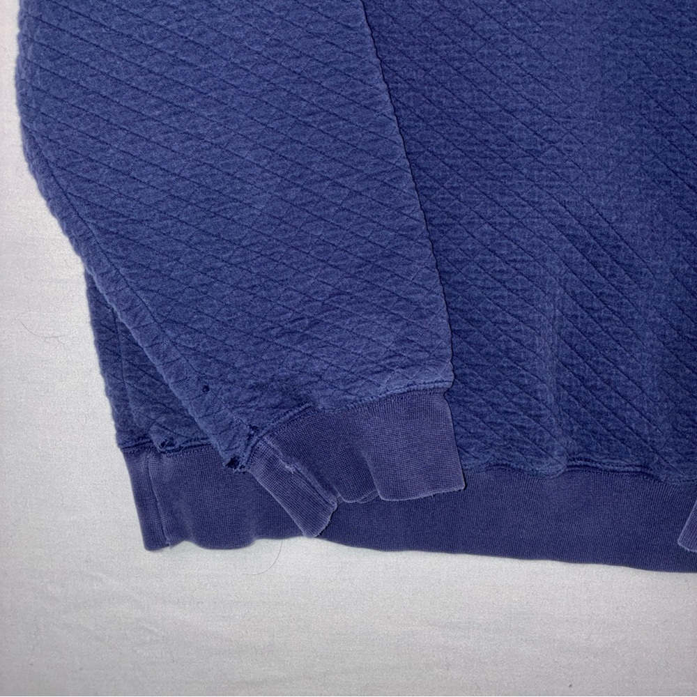 L.L.Bean Quilted Sweatshirt Pullover Quarter Snap Navy Knit Textured Men’s Sz L